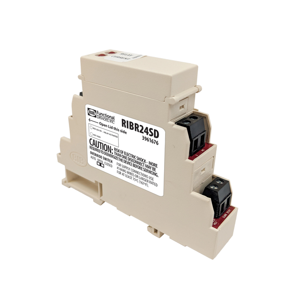 Functional Devices-Rib DIN Rail Mount Relay, 10 Amp DPDT + Override, 24 Vac/dc Coil RIBR24SD
